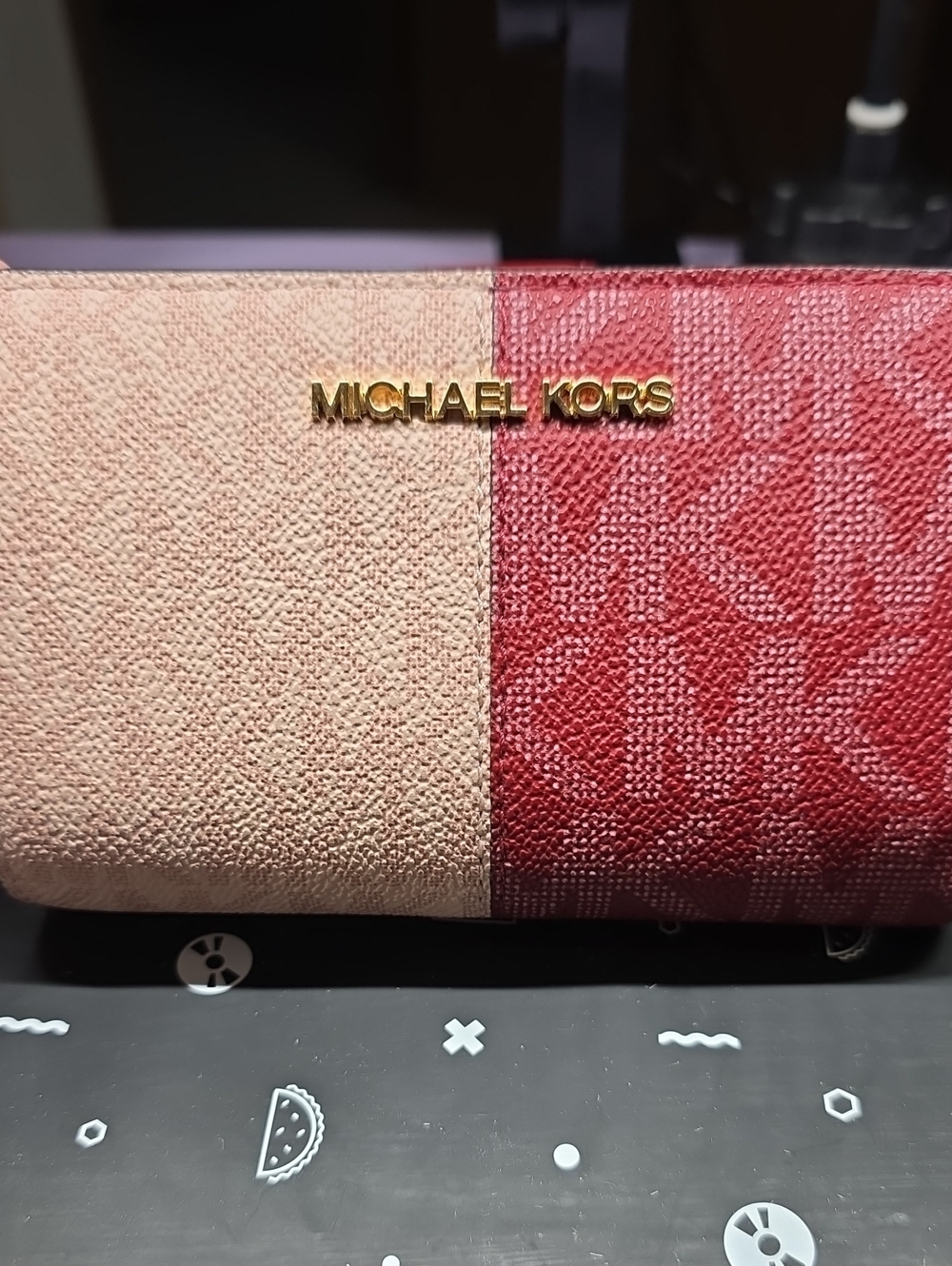 Michael Kors Two-Tone Red & Pink Signature Wallet